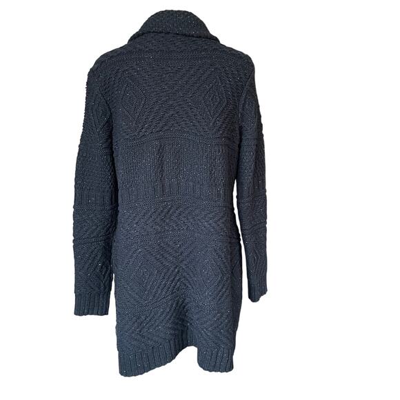 J.Jill Long Cable Knit Cardigan Sweater Navy Blue Will blend Size Medium Academy - Picture 6 of 12